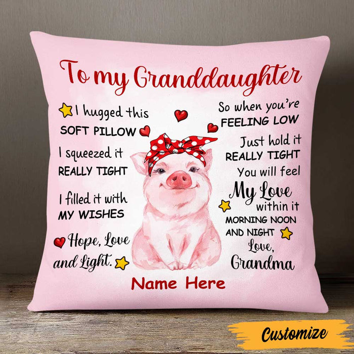 Personalized Grandma To Granddaughter Pig Pillow DB225 95O47 1