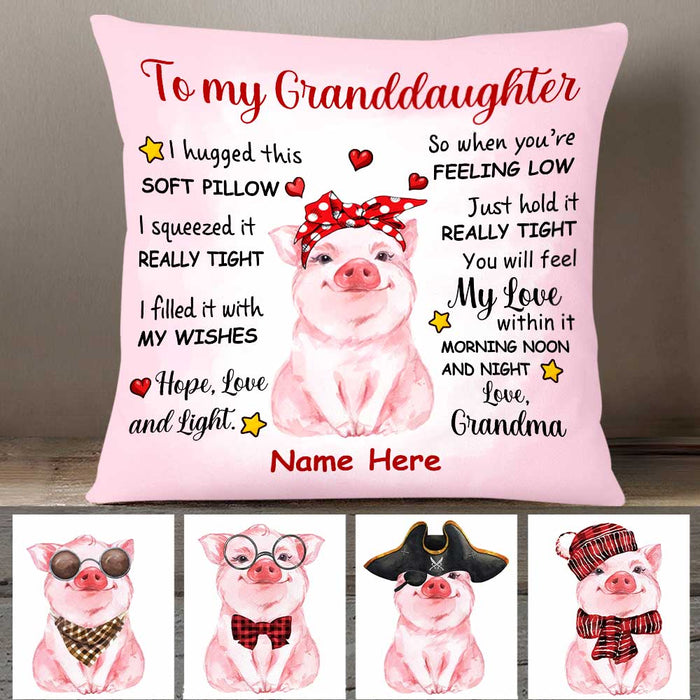 Personalized Grandma To Granddaughter Pig Pillow DB225 95O47 1