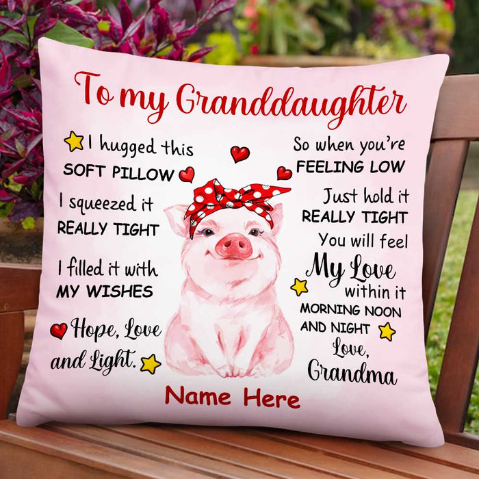 Personalized Grandma To Granddaughter Pig Pillow DB225 95O47 1