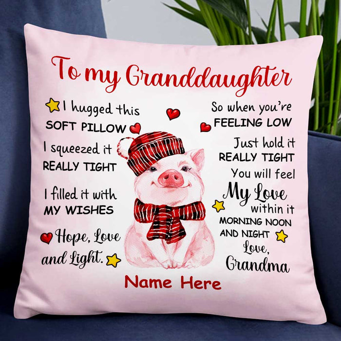 Personalized Grandma To Granddaughter Pig Pillow DB225 95O47 1