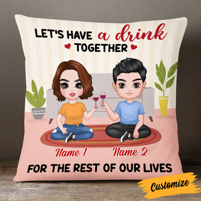 Personalized Couple Icon Drink Together Pillow DB241 95O53 1