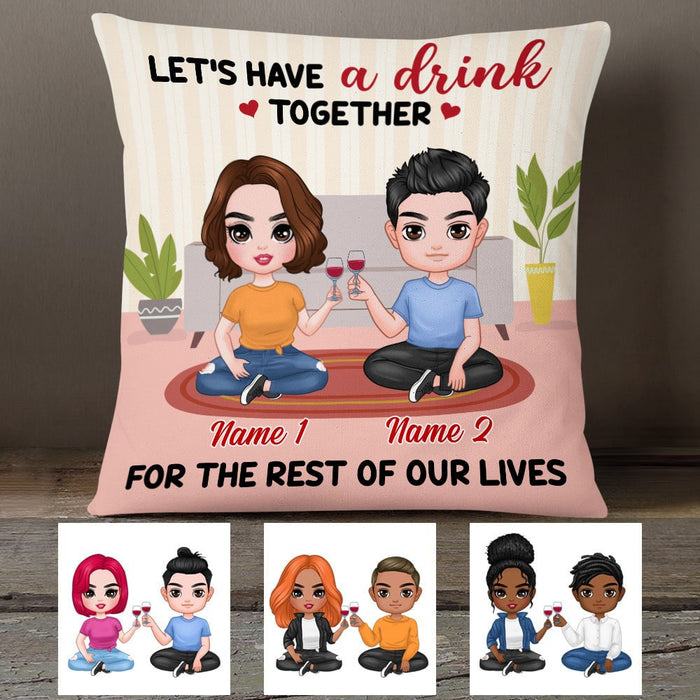 Personalized Couple Icon Drink Together Pillow DB241 95O53 1