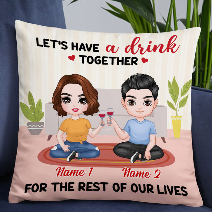 Personalized Couple Icon Drink Together Pillow DB241 95O53 1
