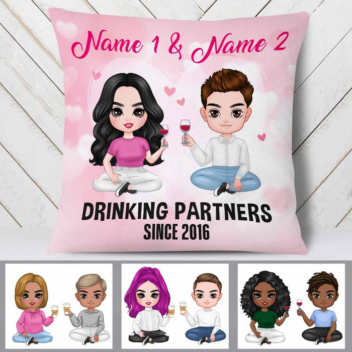 Personalized Couple Icon Drinking Partners Pillow DB242 95O58 1