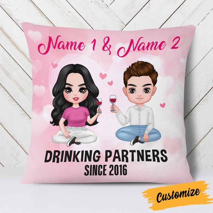Personalized Couple Icon Drinking Partners Pillow DB242 95O58 1