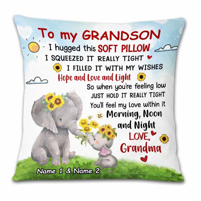 Personalized Elephant Grandson Hug This Pillow DB243 95O23 1