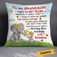 Personalized Elephant Grandson Hug This Pillow DB243 95O23 thumb 1