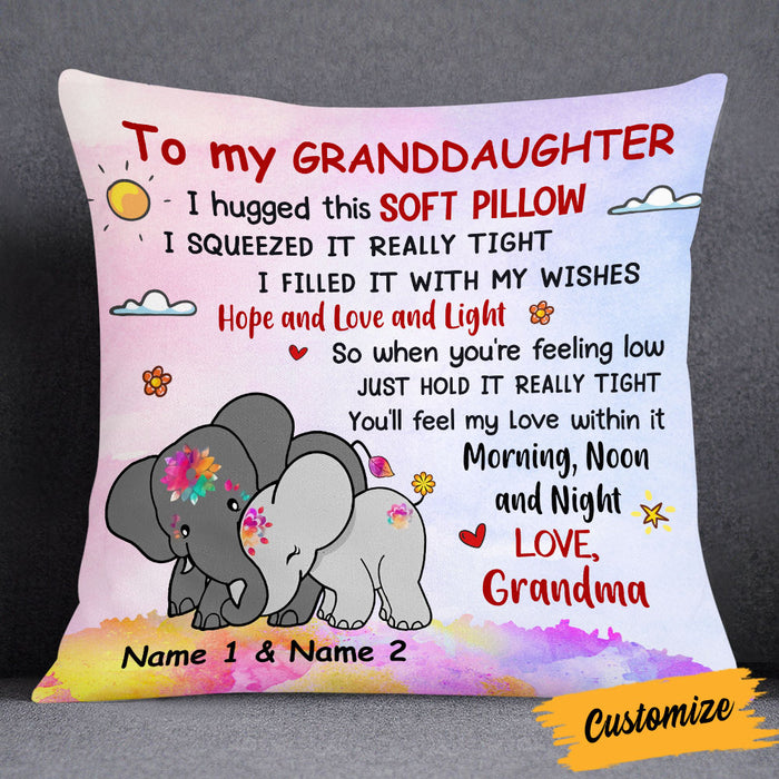 Personalized Mom Grandma Daughter Granddaughter Elephant Hug This Pillow DB241 85O53 1