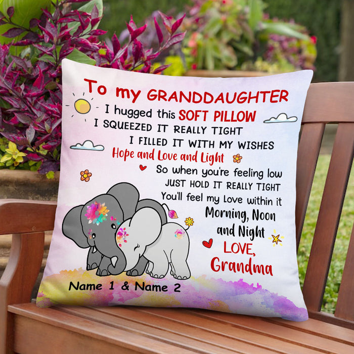 Personalized Mom Grandma Daughter Granddaughter Elephant Hug This Pillow DB241 85O53 1