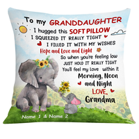 Personalized Mom Grandma Daughter Granddaughter Elephant Hug This Pillow DB243 85O24 thumb 1