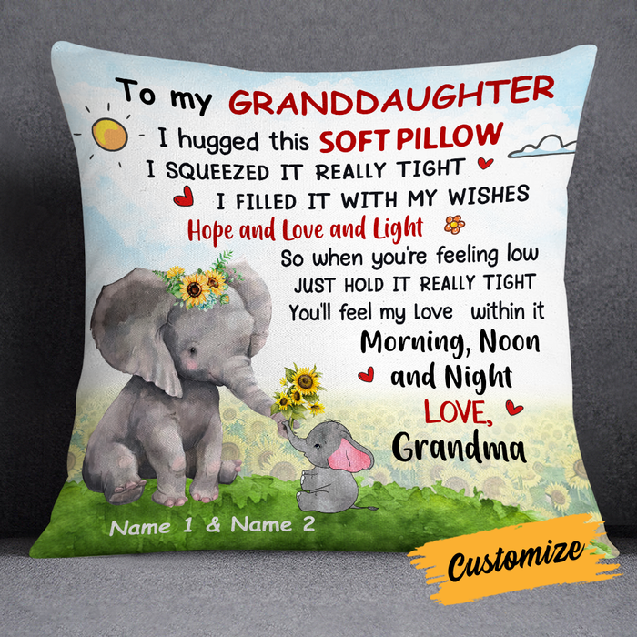 Personalized Mom Grandma Daughter Granddaughter Elephant Hug This Pillow DB243 85O24 1