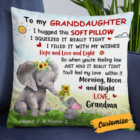 Personalized Mom Grandma Daughter Granddaughter Elephant Hug This Pillow DB243 85O24 thumb 1