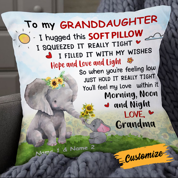 Personalized Mom Grandma Daughter Granddaughter Elephant Hug This Pillow DB243 85O24 1