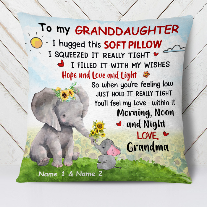 Personalized Mom Grandma Daughter Granddaughter Elephant Hug This Pillow DB243 85O24 1