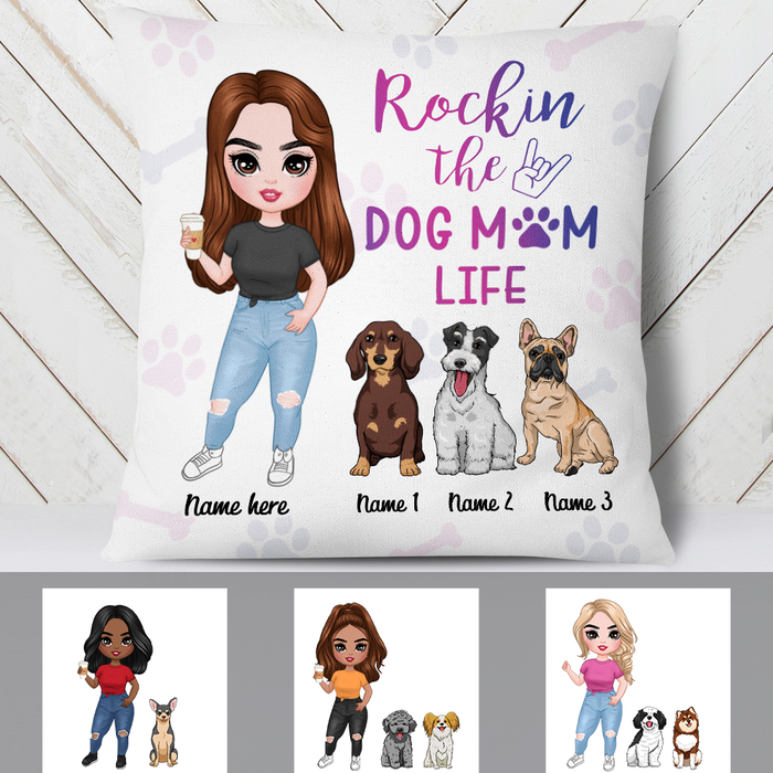 Personalized Rocking The Dog Icon Mom Life Pillow DB244 85O24 1