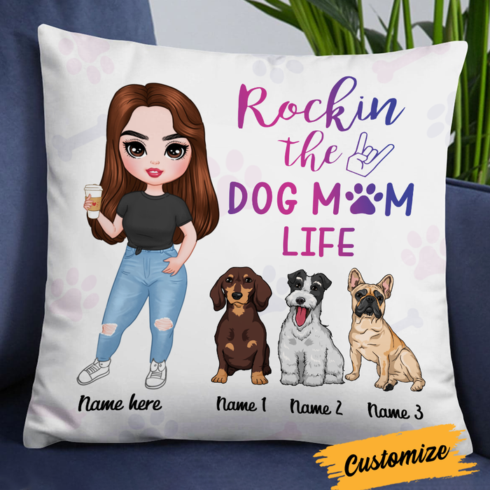 Personalized Rocking The Dog Icon Mom Life Pillow DB244 85O24 1