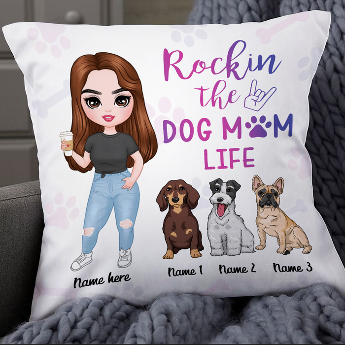 Personalized Rocking The Dog Icon Mom Life Pillow DB244 85O24 1