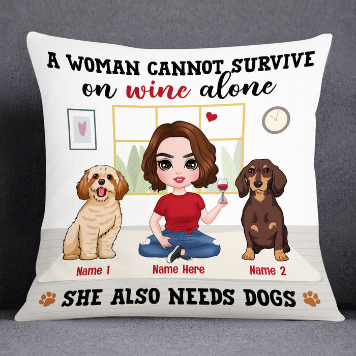 Personalized Woman Needs Dog Icon Pillow DB246 95O53 1