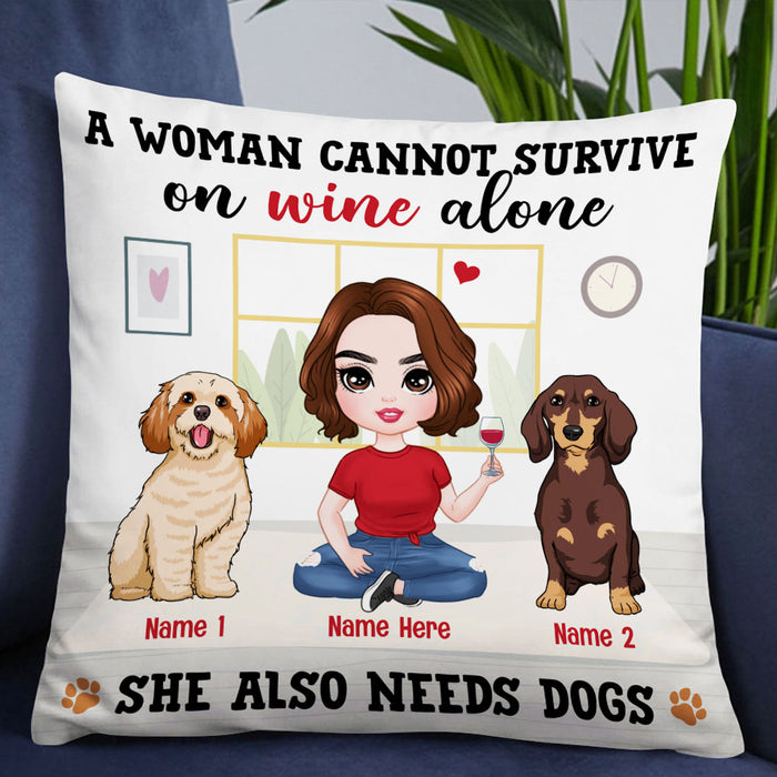 Personalized Woman Needs Dog Icon Pillow DB246 95O53 1