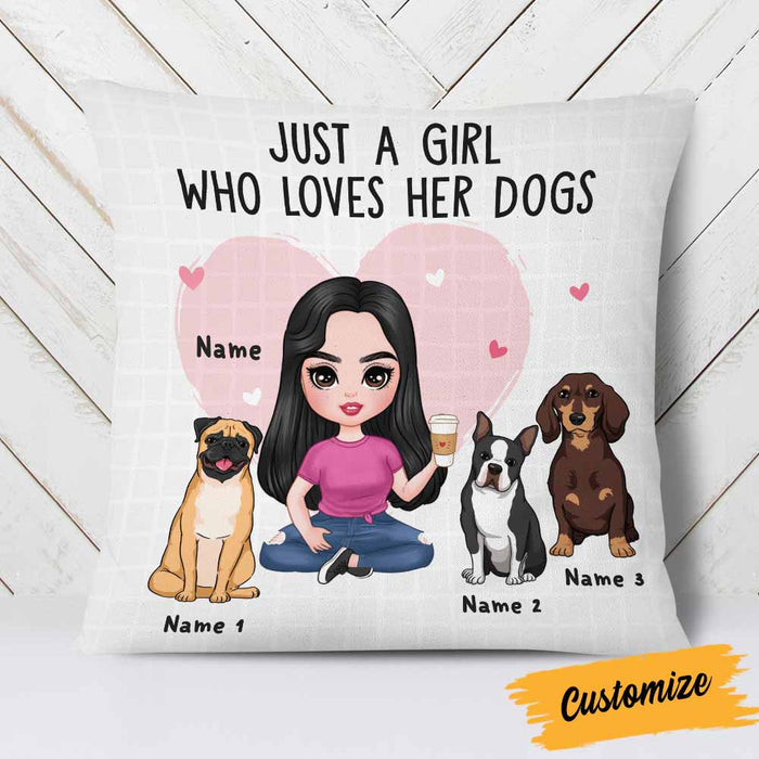 Personalized Just A Girl Who Loves Her Dog Icon Dog Mom Pillow DB245 85O58 1