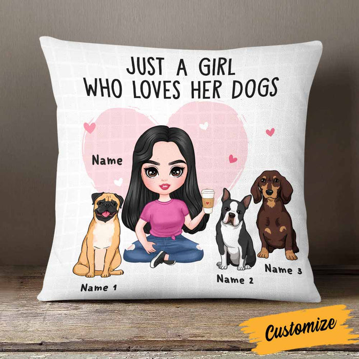Personalized Just A Girl Who Loves Her Dog Icon Dog Mom Pillow DB245 85O58 1