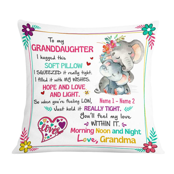 Personalized Elephant Granddaughter Hug This Pillow DB242 87O57 1