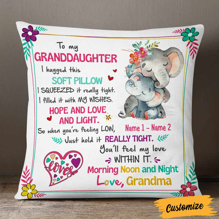 Personalized Elephant Granddaughter Hug This Pillow DB242 87O57 1