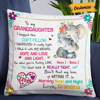 Personalized Elephant Granddaughter Hug This Pillow DB242 87O57 thumb 1