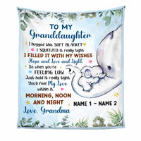 Personalized Mom Grandma Son Grandson Daughter Granddaughter Elephant Birth Annoucement Blanket NB171 24O47 thumb 1