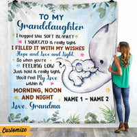 Personalized Mom Grandma Son Grandson Daughter Granddaughter Elephant Birth Annoucement Blanket NB171 24O47 thumb 1