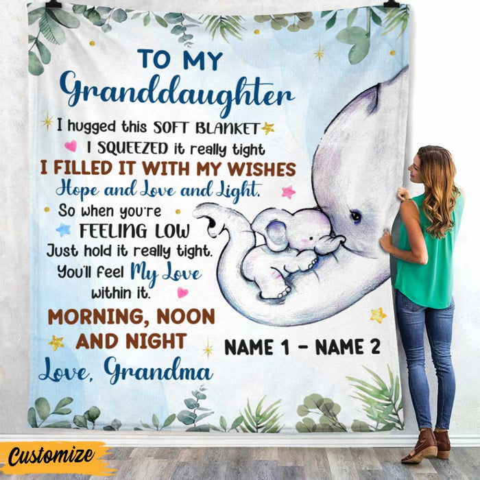 Personalized Mom Grandma Son Grandson Daughter Granddaughter Elephant Birth Annoucement Blanket NB171 24O47 1