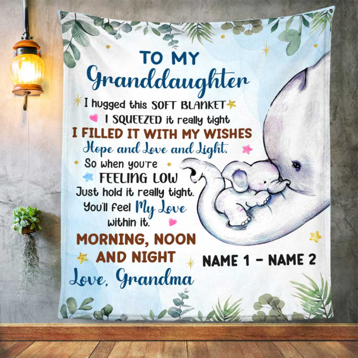 Personalized Mom Grandma Son Grandson Daughter Granddaughter Elephant Birth Annoucement Blanket NB171 24O47 1