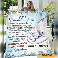 Personalized Mom Grandma Son Grandson Daughter Granddaughter Elephant Birth Annoucement Blanket NB171 24O47 thumb 1