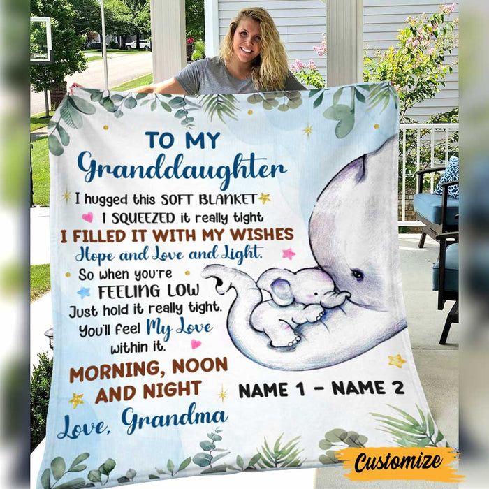 Personalized Mom Grandma Son Grandson Daughter Granddaughter Elephant Birth Annoucement Blanket NB171 24O47 1