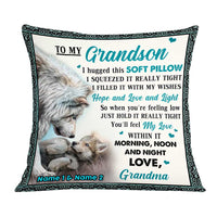 Personalized Wolf To My Grandson Hug This Pillow DB242 23O57 thumb 1