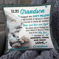 Personalized Wolf To My Grandson Hug This Pillow DB242 23O57 thumb 1
