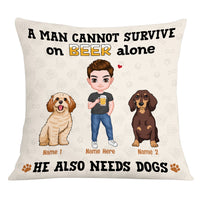 Personalized Dog Icon Man Needs Beer Pillow DB252 23O53 thumb 1