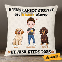 Personalized Dog Icon Man Needs Beer Pillow DB252 23O53 thumb 1