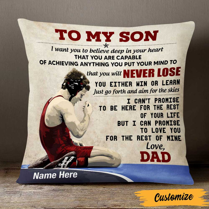 Personalized Wrestling Dad To My Son Pillow DB251 95O47 1
