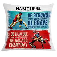 Personalized Wrestling Strong Brave Humble Pillow DB253 95O24 thumb 1