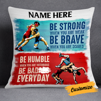 Personalized Wrestling Strong Brave Humble Pillow DB253 95O24 thumb 1