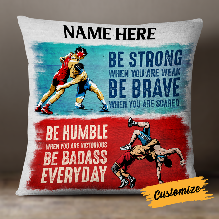 Personalized Wrestling Strong Brave Humble Pillow DB253 95O24 1