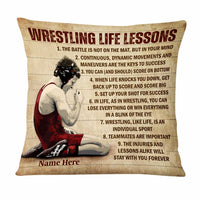 Personalized Wrestling Life Lessons Rectangle Pillow DB251 85O47 thumb 1