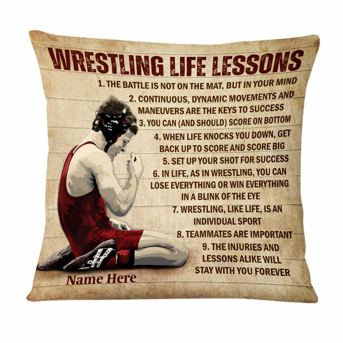 Personalized Wrestling Life Lessons Rectangle Pillow DB251 85O47 1