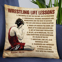Personalized Wrestling Life Lessons Rectangle Pillow DB251 85O47 thumb 1