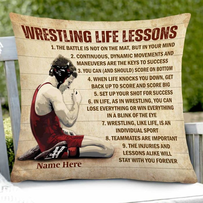 Personalized Wrestling Life Lessons Rectangle Pillow DB251 85O47 1