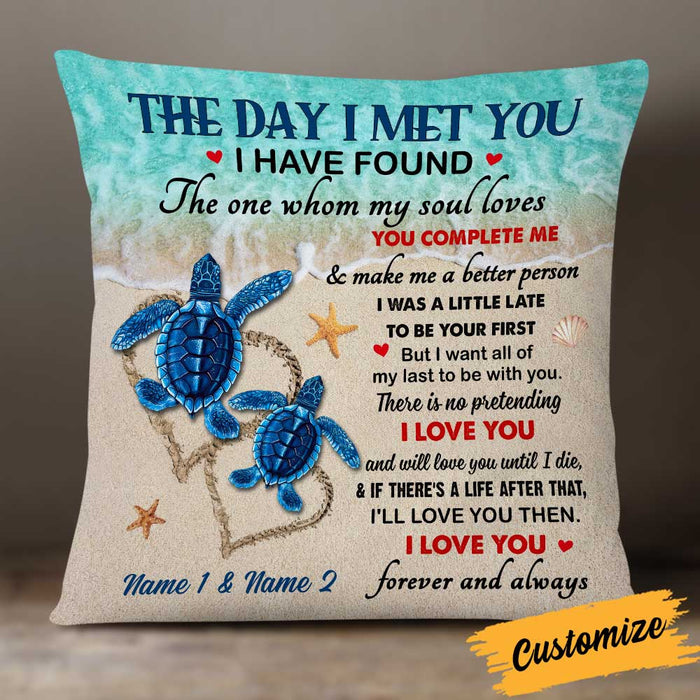 Personalized Turtle Couple The Day I Met You Pillow DB255 95O34 1
