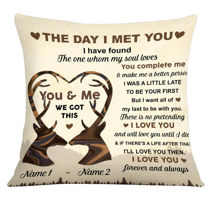 Personalized Deer Couple The Day I Met You Pillow DB258 95O25 1