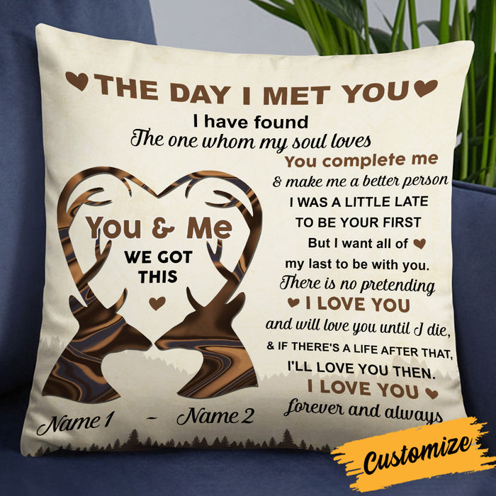 Personalized Deer Couple The Day I Met You Pillow DB258 95O25 1