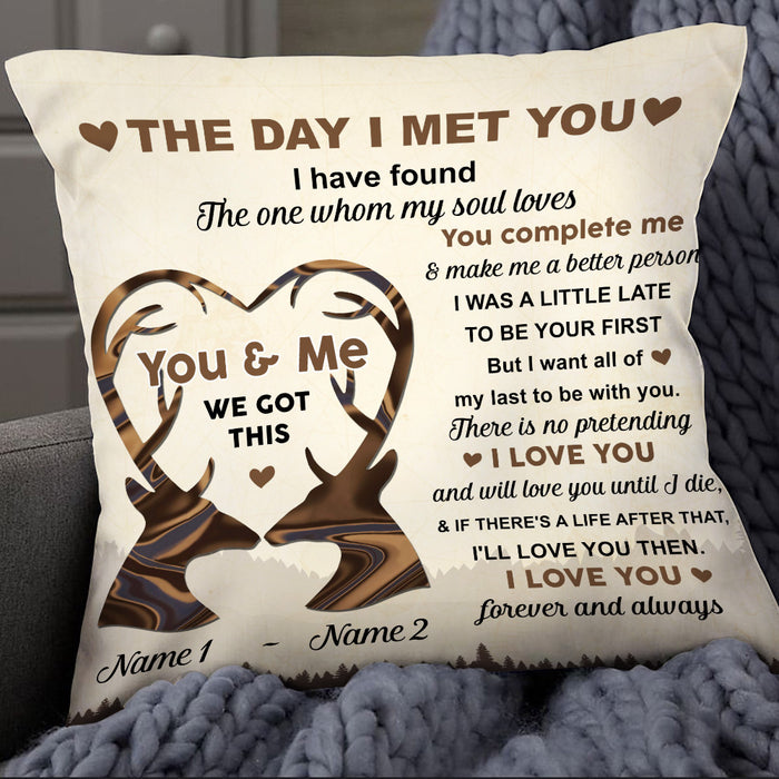 Personalized Deer Couple The Day I Met You Pillow DB258 95O25 1